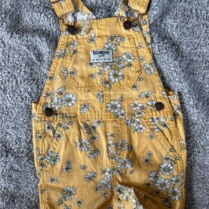OshKosh B'gosh Yellow Floral Cotton Overalls